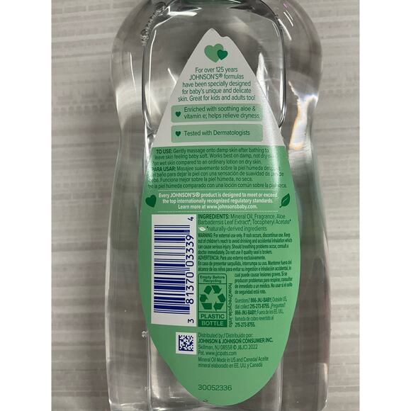 New Sealed Johnson's Aloe & Vitamin E Oil Paraben Dye Free Mild  14FL OZ (414mL) - Picture 4 of 7